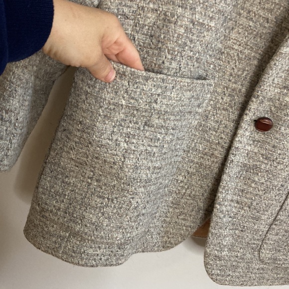 Vintage Harris Tweed Sport Coat Mens 40S Light Grey Tan Wool Blazer Jacket - Picture 7 of 15